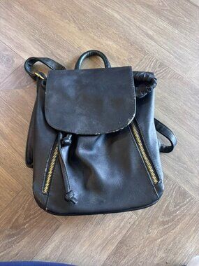 Sole Society Black Vegan Leather Small Backpack.